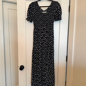 Christy Dawn Black and White Floral Midi Dress